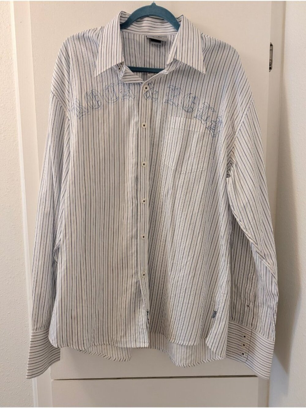 Fender Mens Rock & Roll Button-Up Long Sleeve Shirt With Stripes & Graphic Detai